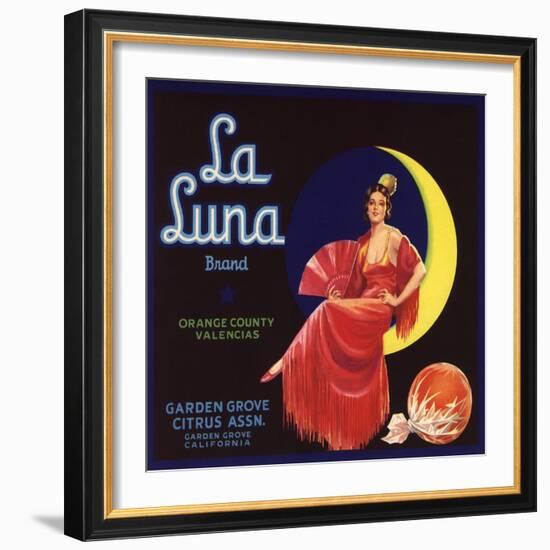 La Luna Brand - Garden Grove, California - Citrus Crate Label-Lantern Press-Framed Art Print