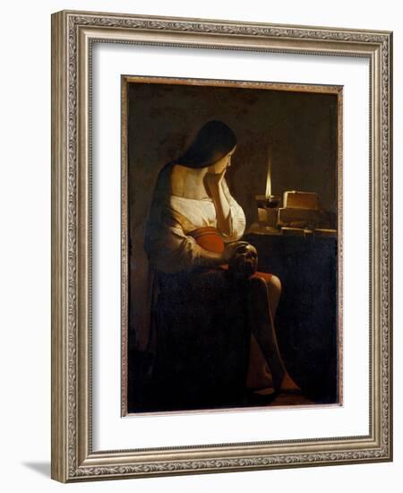 La Madeleine Has the Night Light Painting (Vanite) by Georges De La Tour (1593-1652) 17Th Century S-Georges De La Tour-Framed Giclee Print