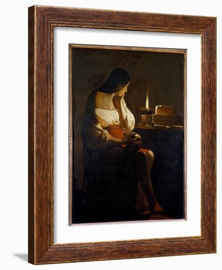 La Madeleine Has the Night Light Painting (Vanite) by Georges De La Tour (1593-1652) 17Th Century S-Georges De La Tour-Framed Giclee Print