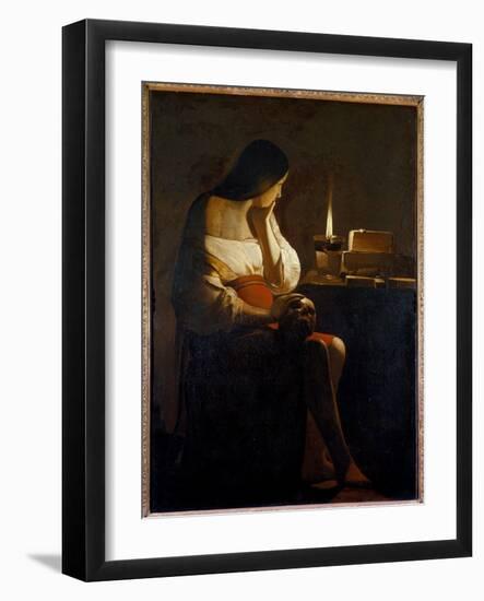 La Madeleine Has the Night Light Painting (Vanite) by Georges De La Tour (1593-1652) 17Th Century S-Georges De La Tour-Framed Giclee Print