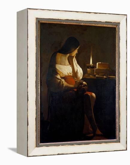 La Madeleine Has the Night Light Painting (Vanite) by Georges De La Tour (1593-1652) 17Th Century S-Georges De La Tour-Framed Premier Image Canvas