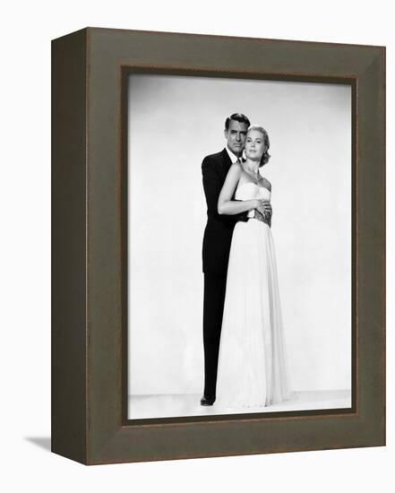 La Main au Collet TO CATCH A THIEF by AlfredHitchcock with Cary Grant and Grace Kelly, 1955 (b/w ph-null-Framed Stretched Canvas