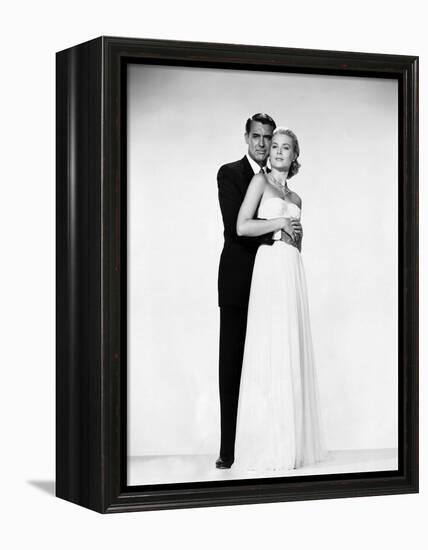 La Main au Collet TO CATCH A THIEF by AlfredHitchcock with Cary Grant and Grace Kelly, 1955 (b/w ph-null-Framed Stretched Canvas