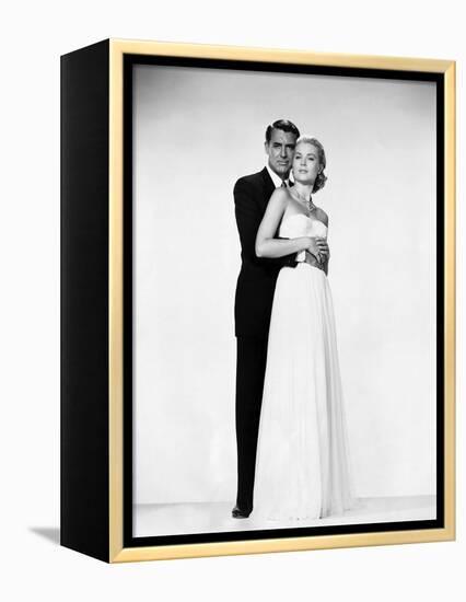 La Main au Collet TO CATCH A THIEF by AlfredHitchcock with Cary Grant and Grace Kelly, 1955 (b/w ph-null-Framed Stretched Canvas