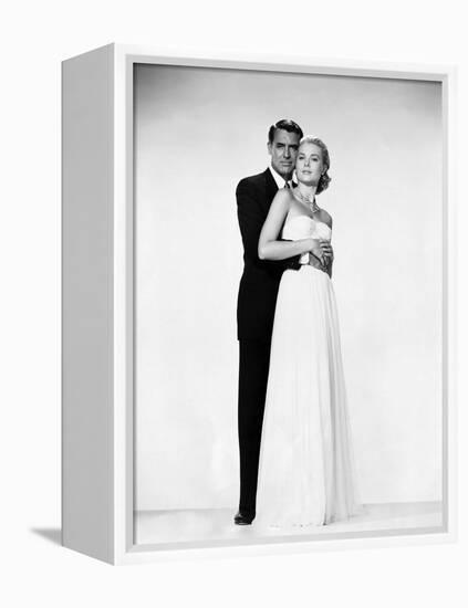 La Main au Collet TO CATCH A THIEF by AlfredHitchcock with Cary Grant and Grace Kelly, 1955 (b/w ph-null-Framed Stretched Canvas