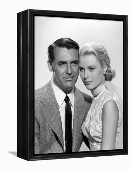 La Main au Collet TO CATCH A THIEF by AlfredHitchcock with Cary Grant and Grace Kelly, 1955 (b/w ph-null-Framed Stretched Canvas