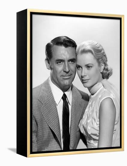 La Main au Collet TO CATCH A THIEF by AlfredHitchcock with Cary Grant and Grace Kelly, 1955 (b/w ph-null-Framed Stretched Canvas