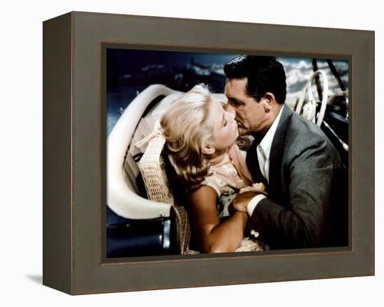 La Main au Collet TO CATCH A THIEF by AlfredHitchcock with Cary Grant and Grace Kelly, 1955 (photo)-null-Framed Stretched Canvas