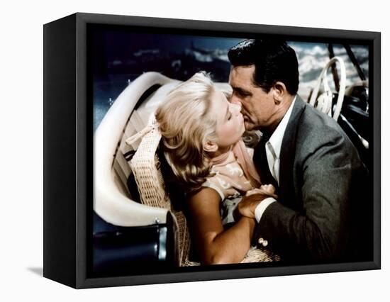 La Main au Collet TO CATCH A THIEF by AlfredHitchcock with Cary Grant and Grace Kelly, 1955 (photo)-null-Framed Stretched Canvas