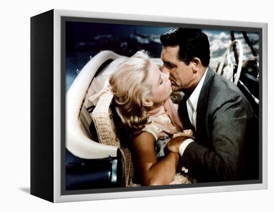 La Main au Collet TO CATCH A THIEF by AlfredHitchcock with Cary Grant and Grace Kelly, 1955 (photo)-null-Framed Stretched Canvas