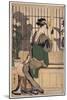 La Maison De the Chiyozuru (Ombres Sur Le Shoji, Paroi De Papier) - the Chiyozuru Teahouse (Shadows-Kitagawa Utamaro-Mounted Giclee Print