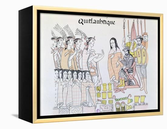La Malinche Acting as Interpreter During the Presentation of Women and Gold-null-Framed Premier Image Canvas