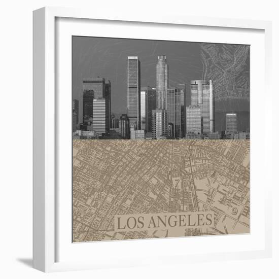 LA Map II-The Vintage Collection-Framed Giclee Print