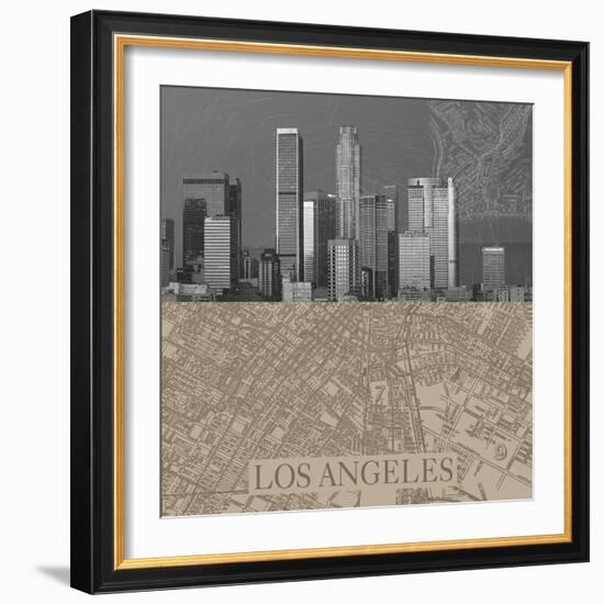 LA Map II-The Vintage Collection-Framed Giclee Print