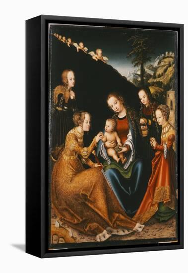 La Mariage Mystique De Sainte Catherine D'alexandrie Avec Sainte Dorothee, Sainte Marguerite Et Sai-Lucas the Elder Cranach-Framed Premier Image Canvas