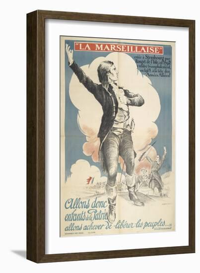 La Marseillaise. a Patriotic French Poster Depicting a French Slodier Of the 18th Or 17th Century-null-Framed Giclee Print