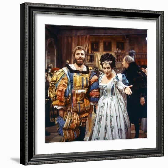 La Megere Apprivoisee THE TAMING OF THE SHREW by FrancoZeffirelli with Richard Burton and Elizabeth-null-Framed Photo