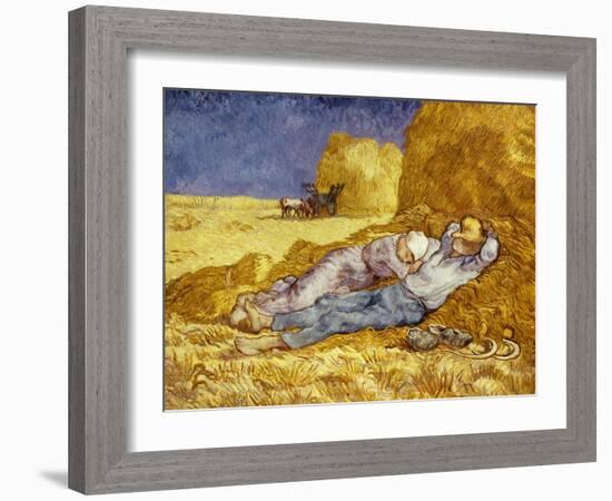 La Méridienne Ou La Sieste, Siesta at Noon, after 1866 Pastel Drawing by Millet, 1890-Vincent van Gogh-Framed Giclee Print