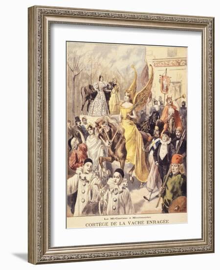 La Mi-Carême à Montmartre - cortège de la vache enragée-F. Méaulle-Framed Giclee Print