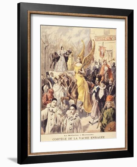 La Mi-Carême à Montmartre - cortège de la vache enragée-F. Méaulle-Framed Giclee Print