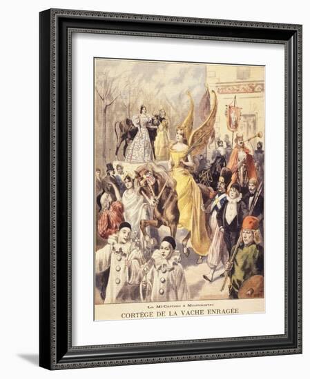 La Mi-Carême à Montmartre - cortège de la vache enragée-F. Méaulle-Framed Giclee Print