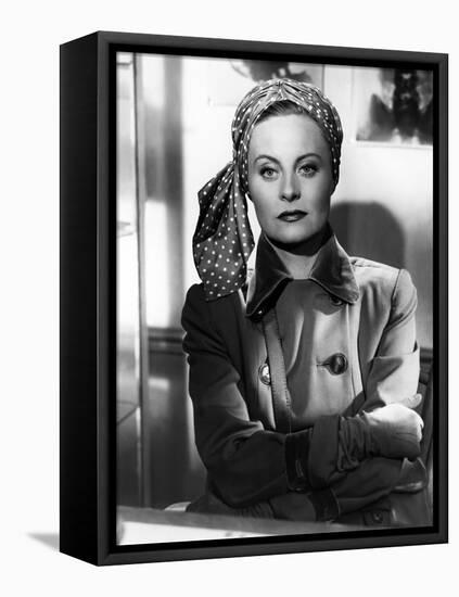 La minute by verite The moment of truth by JeanDelannoy with Michele Morgan, 1952 (b/w photo)-null-Framed Stretched Canvas
