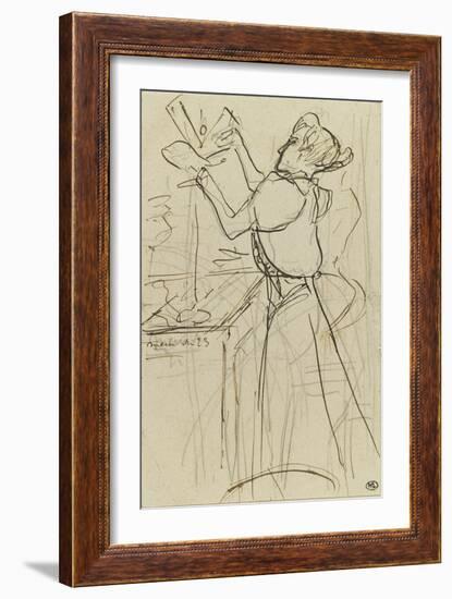 La Modiste : Mlle Le Margonin chez Mme Renée Vert-Henri de Toulouse-Lautrec-Framed Giclee Print