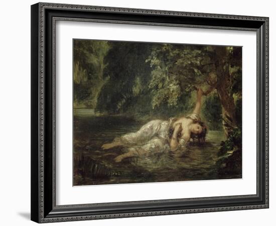 La mort d'Ophélie (Shakespeare, Hamlet)-Eugene Delacroix-Framed Giclee Print