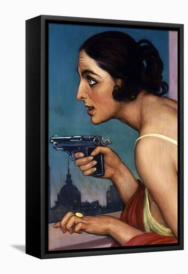 La Mujer De La Pistola 1925-Cartel Para La Union Española De Explosivos-Julio Romero de Torres-Framed Premier Image Canvas