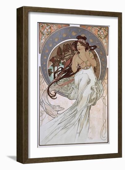 La Musique - by Mucha, 1898.-Alphonse Marie Mucha-Framed Giclee Print