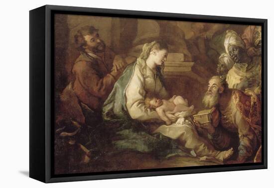 La Nativité, avec l'Adoration des mages-Charles de La Fosse-Framed Premier Image Canvas