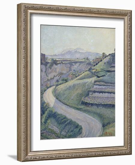 La Nouvelle Route, Cotignac, 1937 (Oil on Canvas)-Lucien Pissarro-Framed Giclee Print