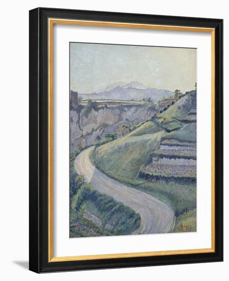 La Nouvelle Route, Cotignac, 1937 (Oil on Canvas)-Lucien Pissarro-Framed Giclee Print