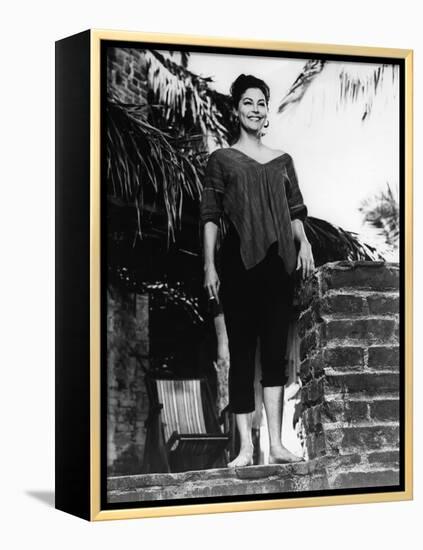 La Nuit by l'iguane THE NIGHT OF THE IGUANA by John Huston with Ava Gardner, 1964 (b/w photo)-null-Framed Stretched Canvas