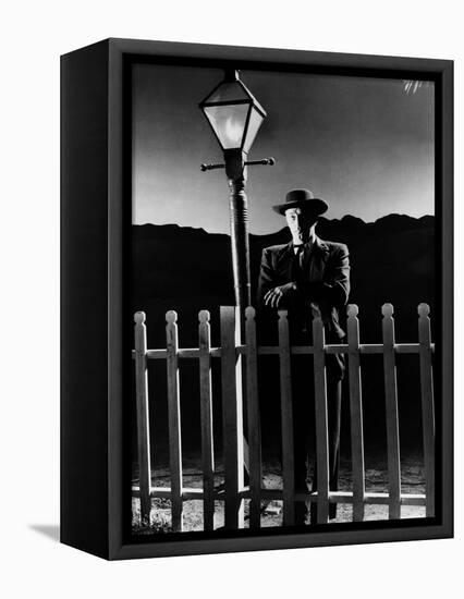 La nuit du chasseur The Night Of The Hunter by CharlesLaughton with Robert Mitchum, 1955 (b/w photo-null-Framed Stretched Canvas