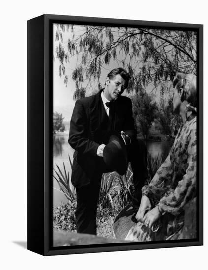 La nuit du Chasseur THE NIGHT OF THE HUNTER by CharlesLaughton with Shelley Winters, Robert Mitchum-null-Framed Stretched Canvas