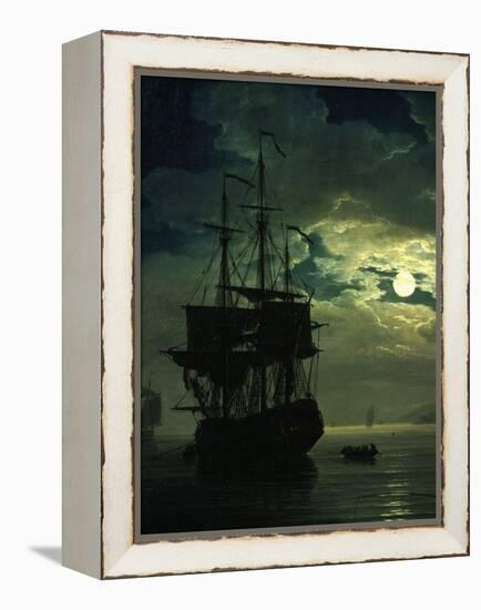 La Nuit Un Port De Mer Au Clair De Lune (Night Sea Port in Moon Light), 1771 (Detail)-Claude Joseph Vernet-Framed Premier Image Canvas