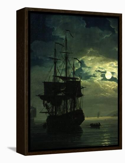 La Nuit Un Port De Mer Au Clair De Lune (Night Sea Port in Moon Light), 1771 (Detail)-Claude Joseph Vernet-Framed Premier Image Canvas