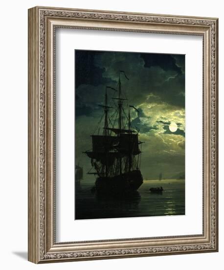 La Nuit Un Port De Mer Au Clair De Lune (Night Sea Port in Moon Light), 1771 (Detail)-Claude Joseph Vernet-Framed Premium Giclee Print