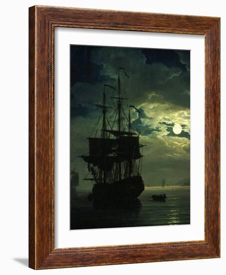 La Nuit Un Port De Mer Au Clair De Lune (Night Sea Port in Moon Light), 1771 (Detail)-Claude Joseph Vernet-Framed Giclee Print