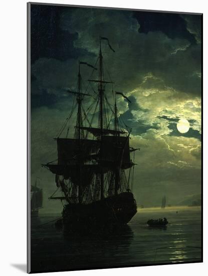 La Nuit Un Port De Mer Au Clair De Lune (Night Sea Port in Moon Light), 1771 (Detail)-Claude Joseph Vernet-Mounted Giclee Print