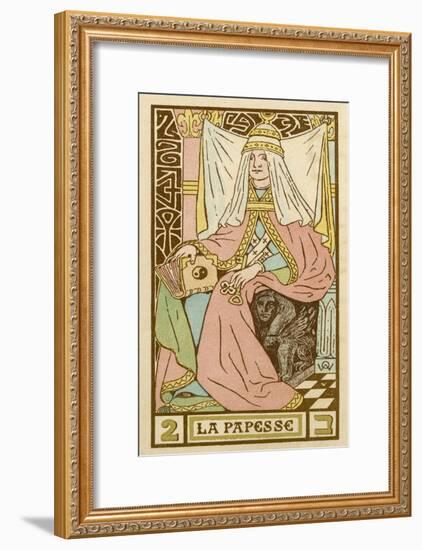 La Papesse - Tarot Card Depicting Pope Joan-null-Framed Art Print