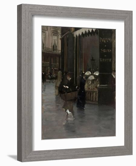 La parfumerie Violet (à l'angle du boulevard des Capucines et de la rue Scribe)-Giuseppe De Nittis-Framed Giclee Print