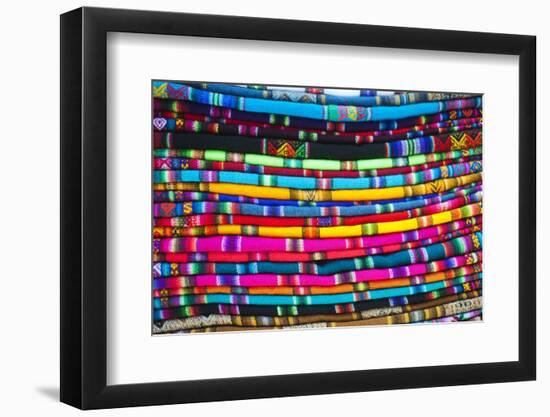 La Paz, Bolivia. Textiles for sale in handicraft market, in La Paz, Bolivia.-Anthony Asael-Framed Photographic Print