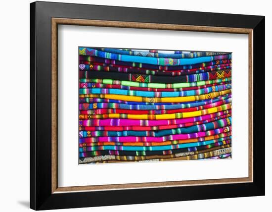 La Paz, Bolivia. Textiles for sale in handicraft market, in La Paz, Bolivia.-Anthony Asael-Framed Photographic Print