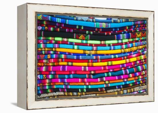 La Paz, Bolivia. Textiles for sale in handicraft market, in La Paz, Bolivia.-Anthony Asael-Framed Premier Image Canvas