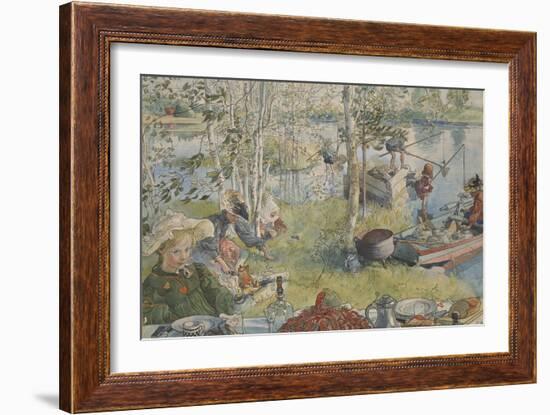 La Peche Aux Ecrevisses - Crayfishing, by Larsson, Carl (1853-1919). Acryl Colours on Paper. Dimens-Carl Larsson-Framed Giclee Print