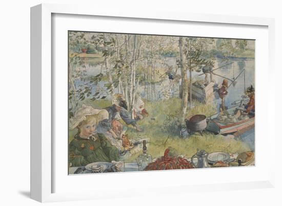 La Peche Aux Ecrevisses - Crayfishing, by Larsson, Carl (1853-1919). Acryl Colours on Paper. Dimens-Carl Larsson-Framed Giclee Print