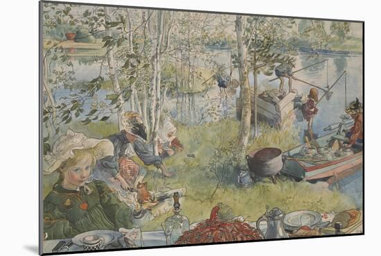 La Peche Aux Ecrevisses - Crayfishing, by Larsson, Carl (1853-1919). Acryl Colours on Paper. Dimens-Carl Larsson-Mounted Giclee Print