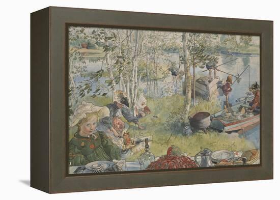 La Peche Aux Ecrevisses - Crayfishing, by Larsson, Carl (1853-1919). Acryl Colours on Paper. Dimens-Carl Larsson-Framed Premier Image Canvas